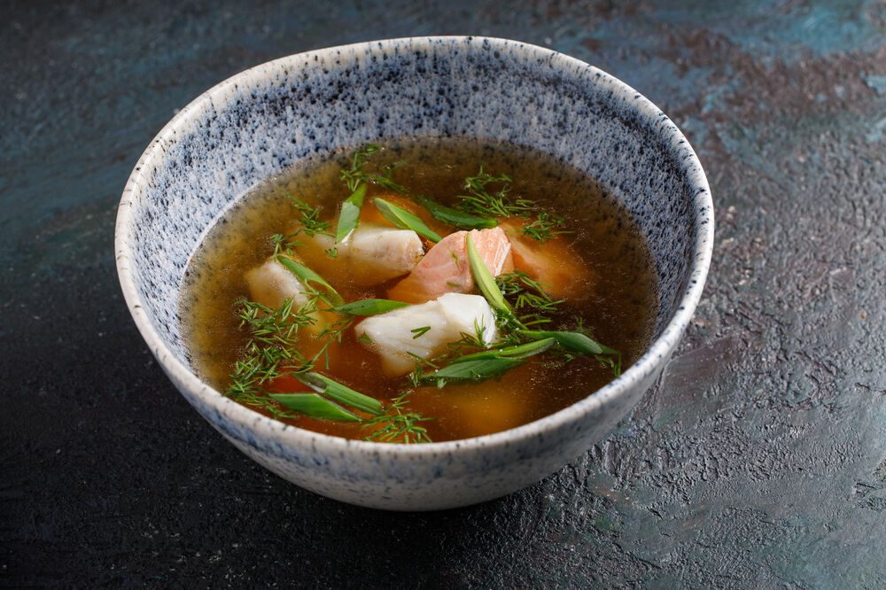 Fish soup with salmon and cod