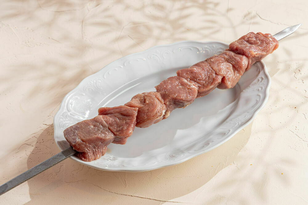 Raw marinated pork shish kebab 1 kg