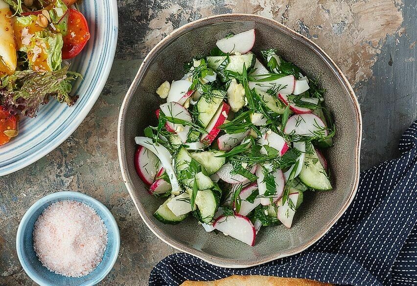 Salad from the garden with oil