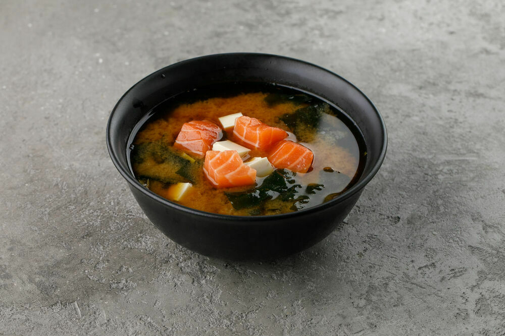 Miso soup with salmon