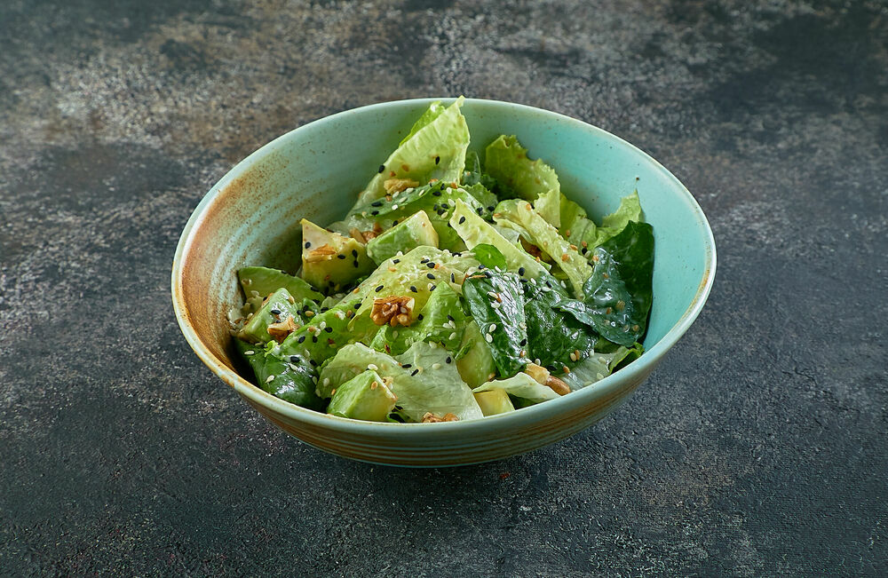 Asian salad with romaine and avocado