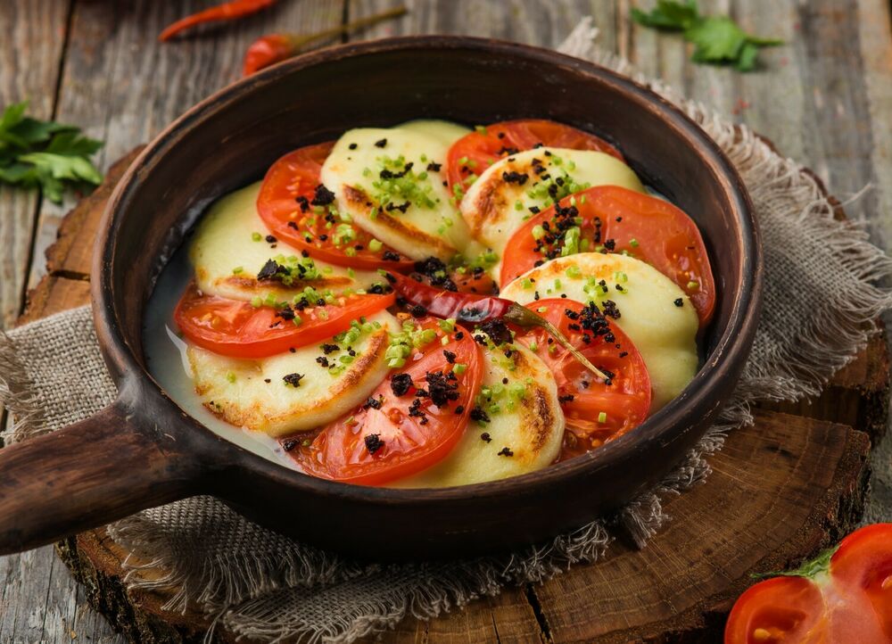 Fried smoked cheese Suluguni