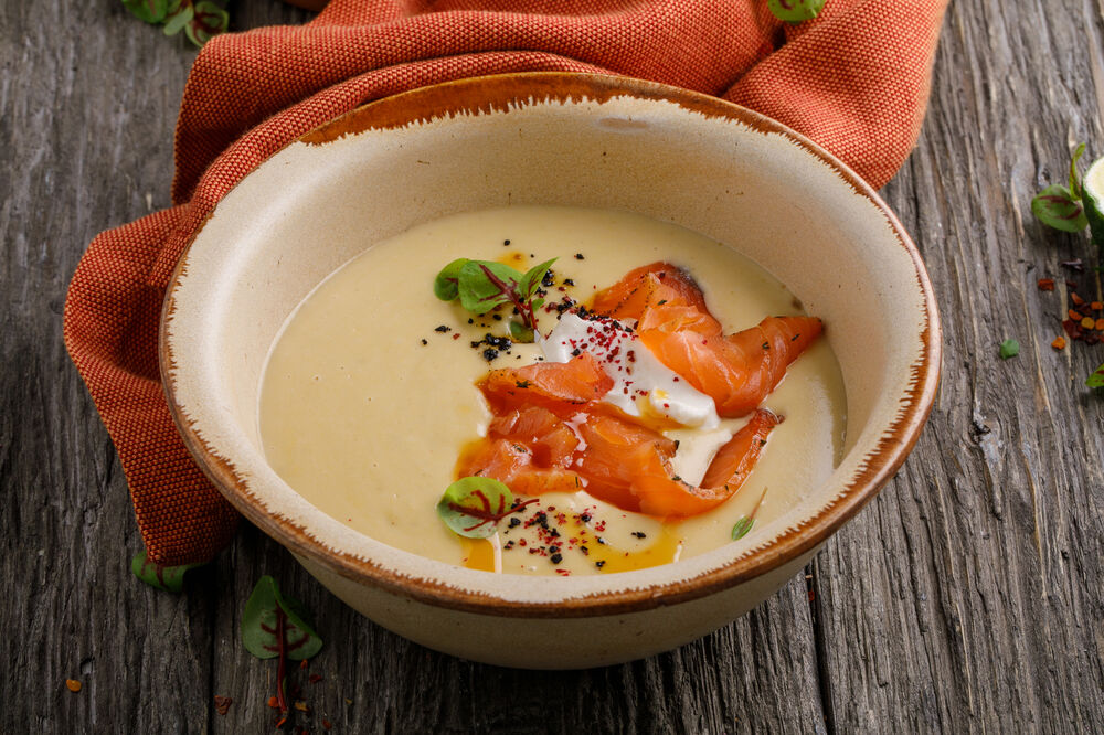 Creamy salmon soup