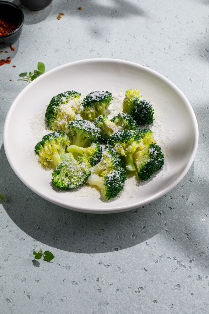 Fried broccoli with Parmesan