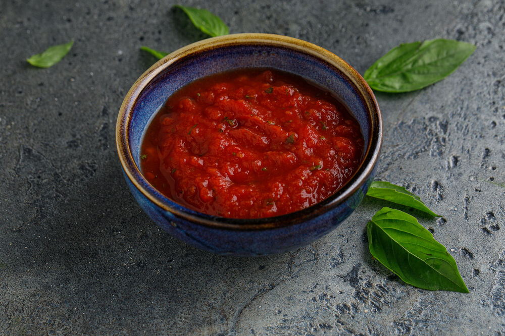 Adjika from ripe tomatoes