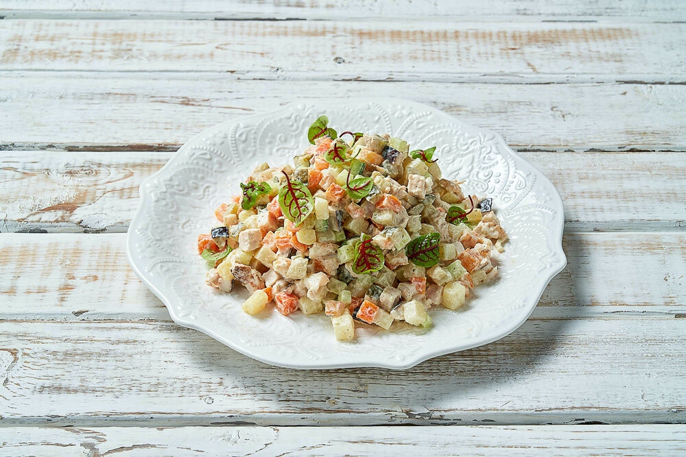  Olivier salad with sausage 1 kg