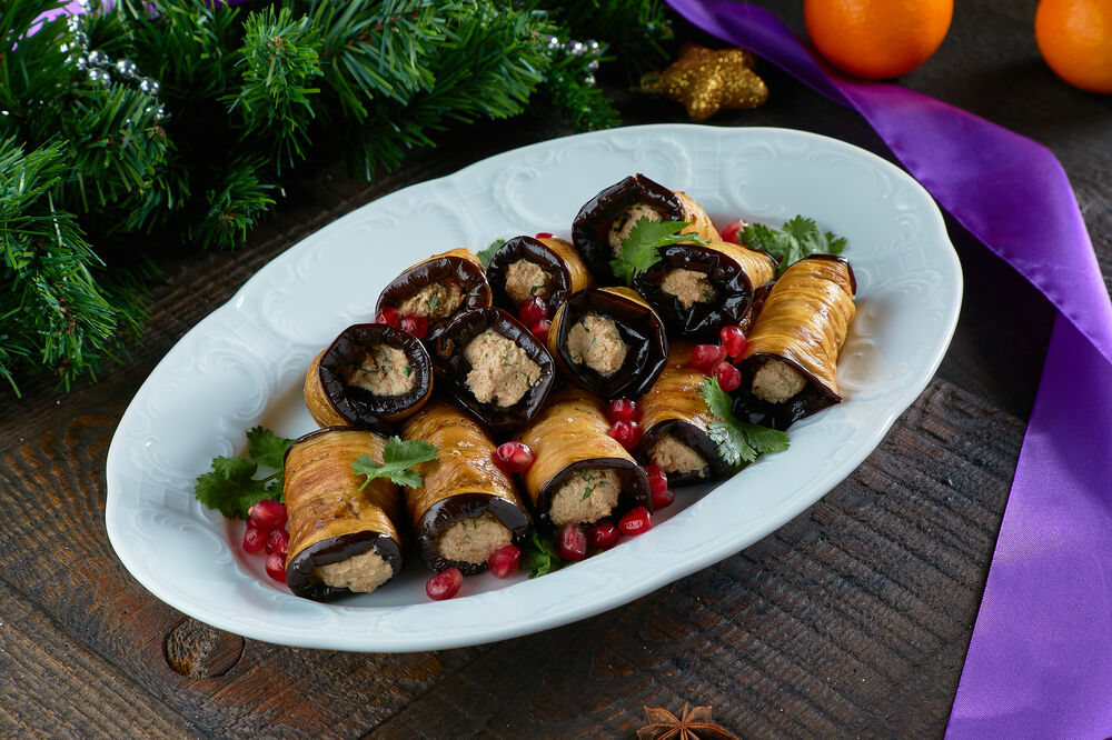 Georgian style eggplant rolls