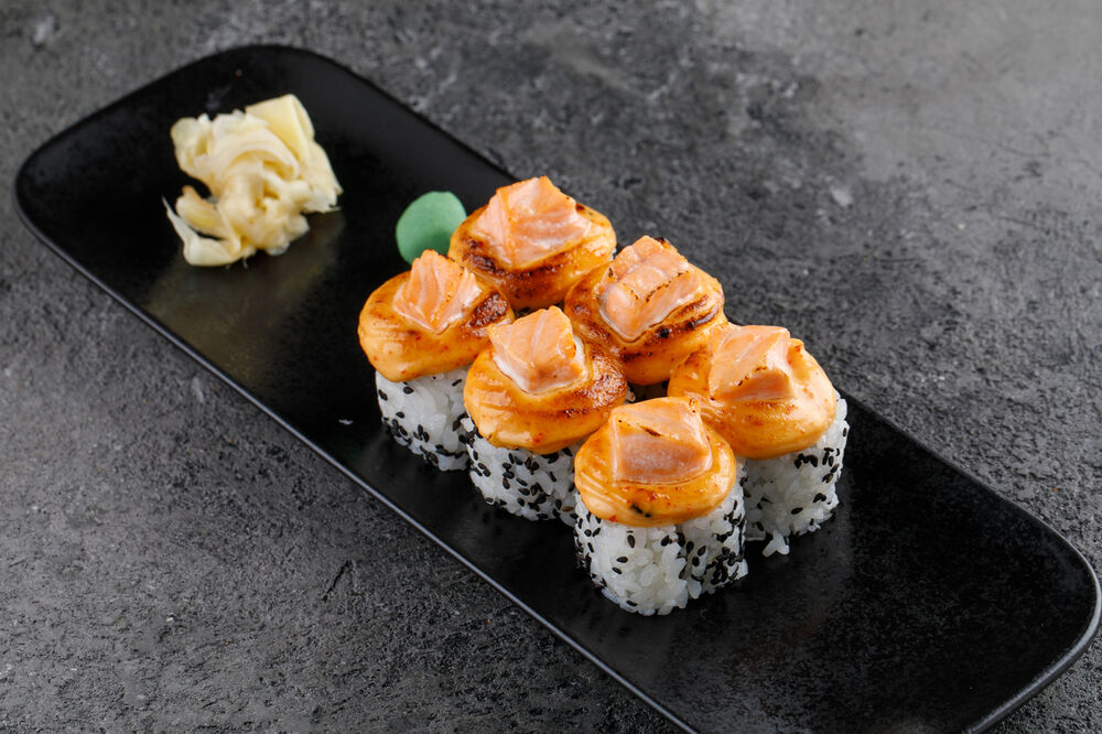 Roll baked with salmon