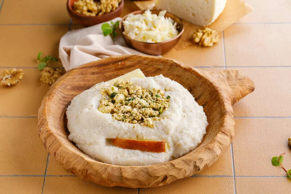 Hominy with three types of cheese
