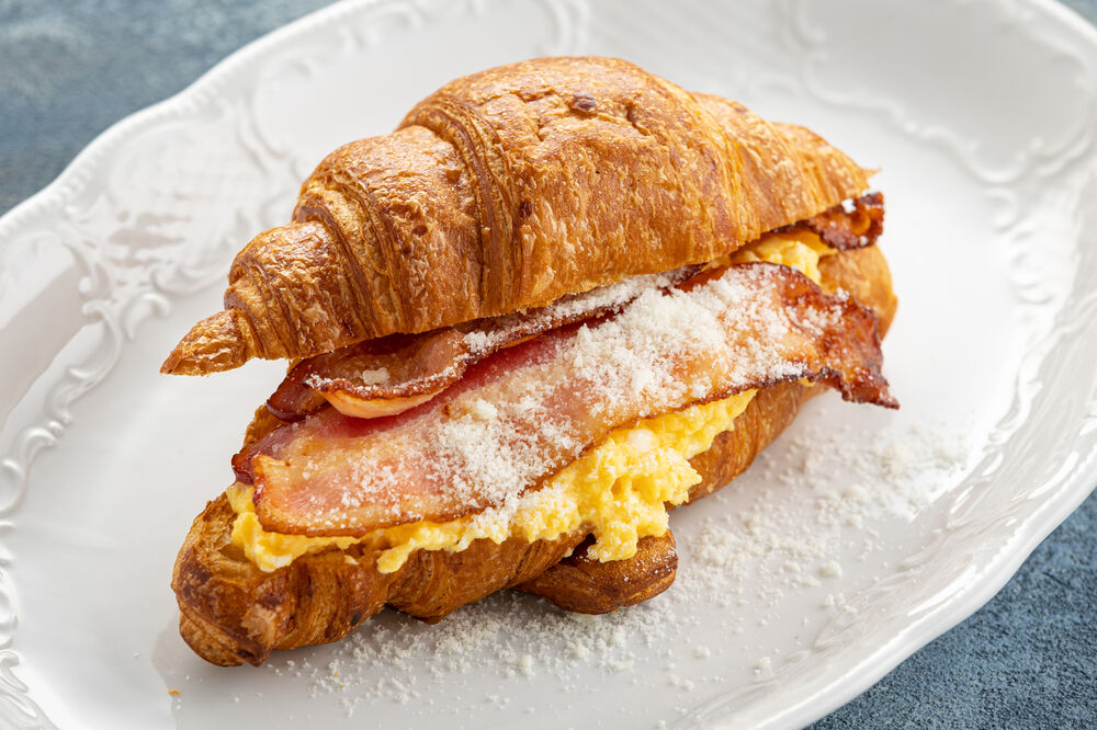 Croissant with bacon and parmesan