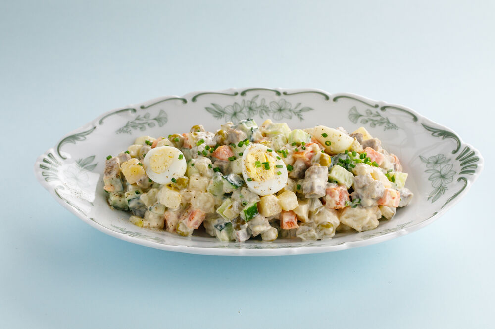 Olivier with smoked salmon