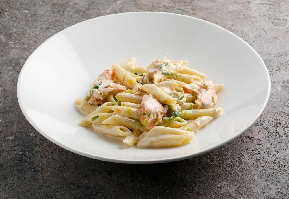 Penne with smoked trout
