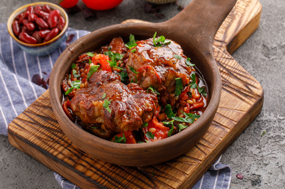 Oxtail with wheat and saperavi sauce
