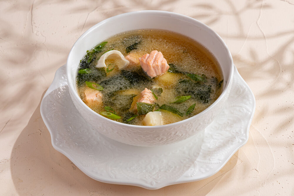 Miso soup with salmon