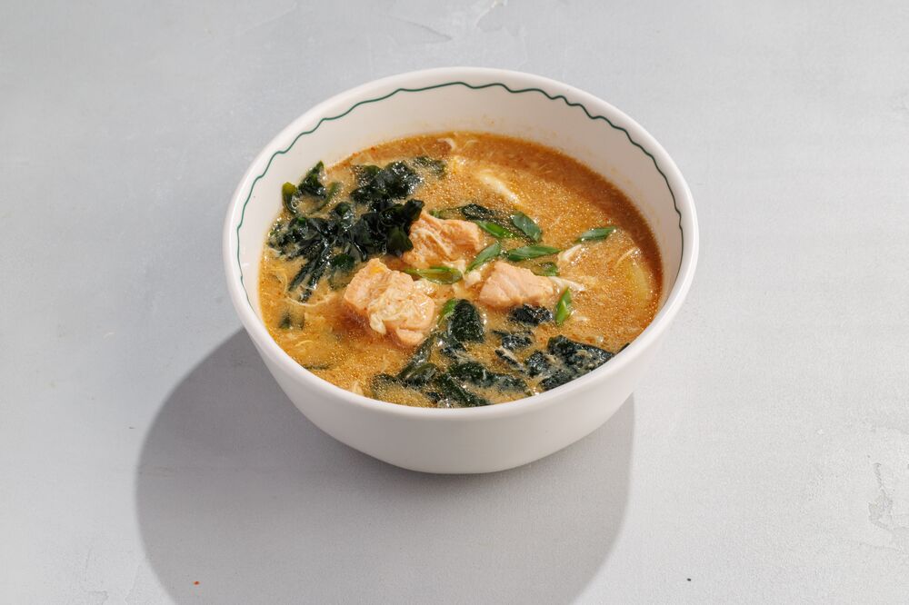 Kimchi soup with salmon