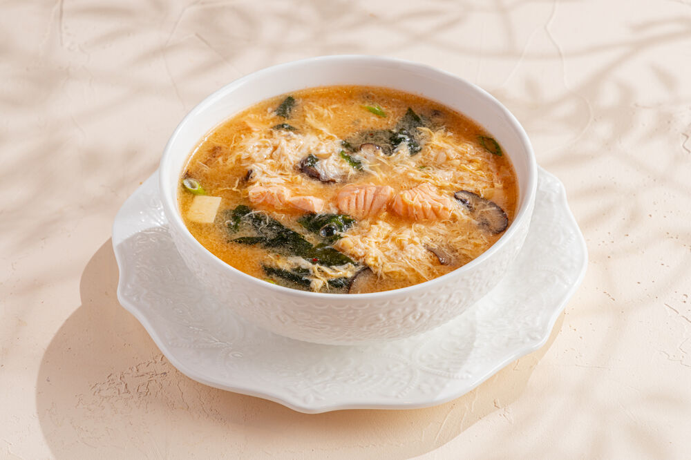 Kimchi soup with salmon