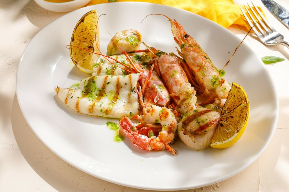 Assorted grilled seafood