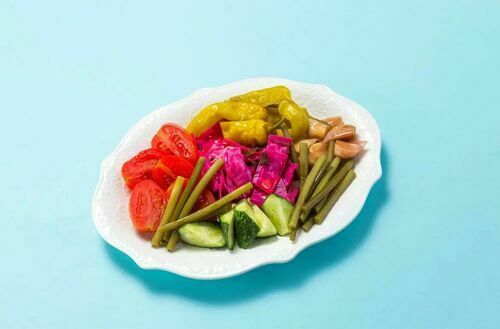 Assorted pickles from vegetables