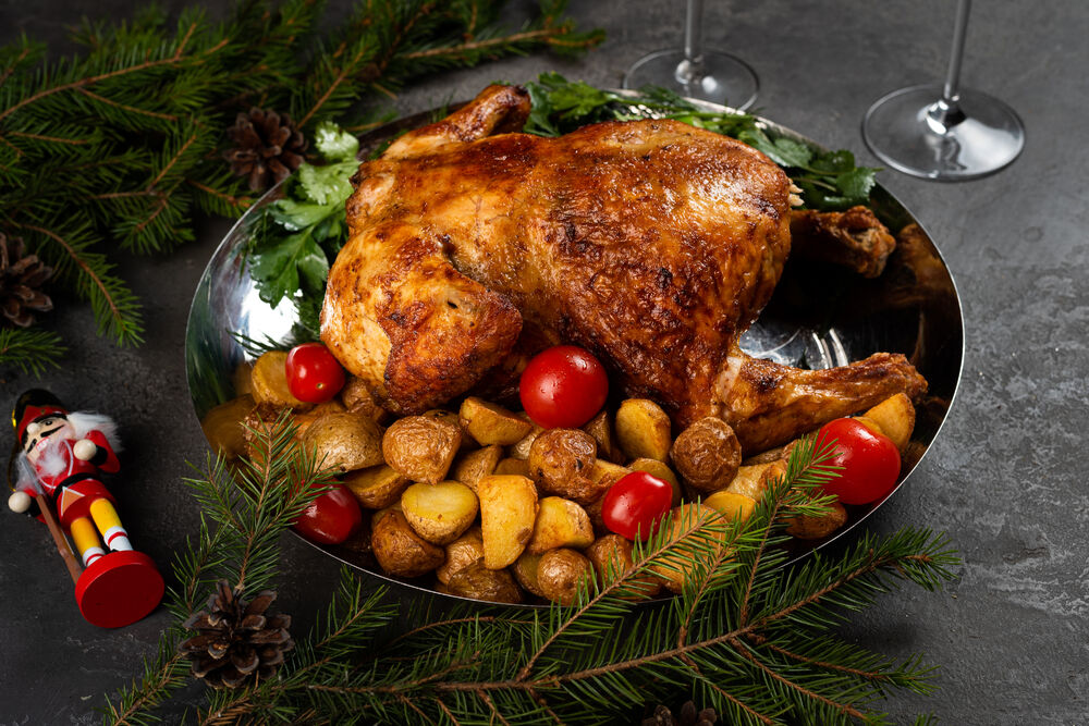 Georgian chicken with baked potatoes