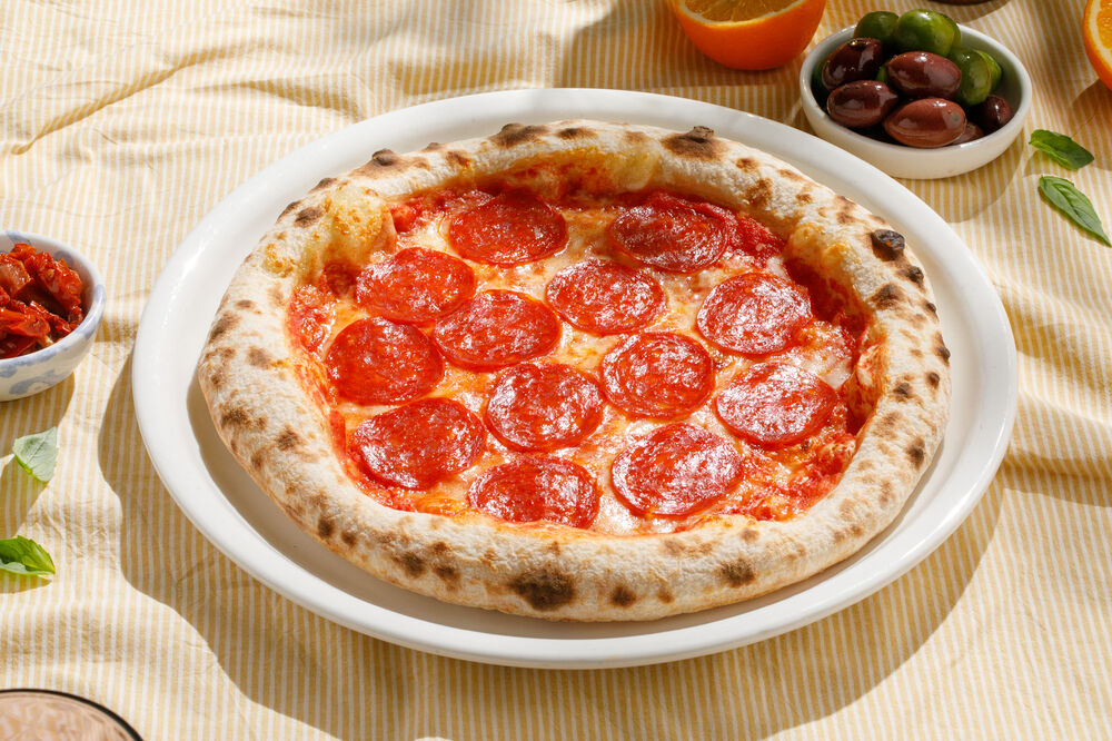 Pizza with salami
