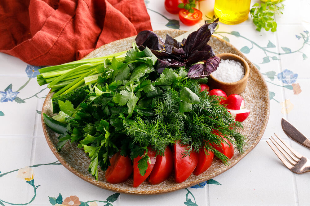 Seasonal vegetables and herbs