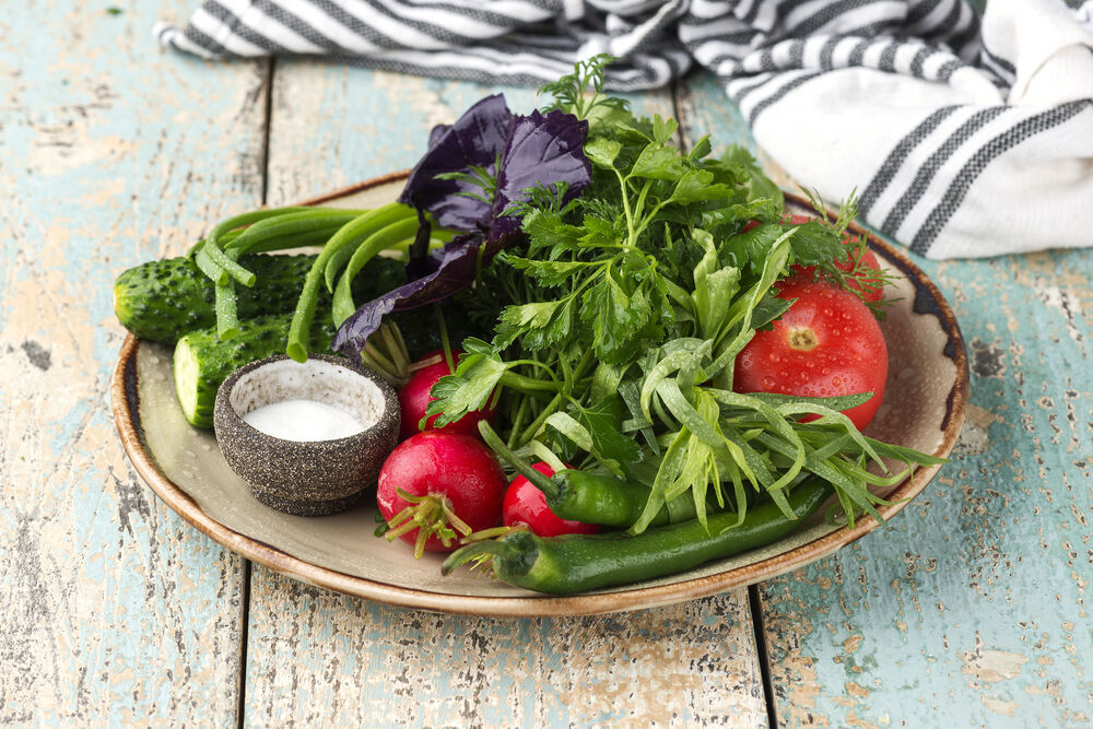 Seasonal vegetables and herbs