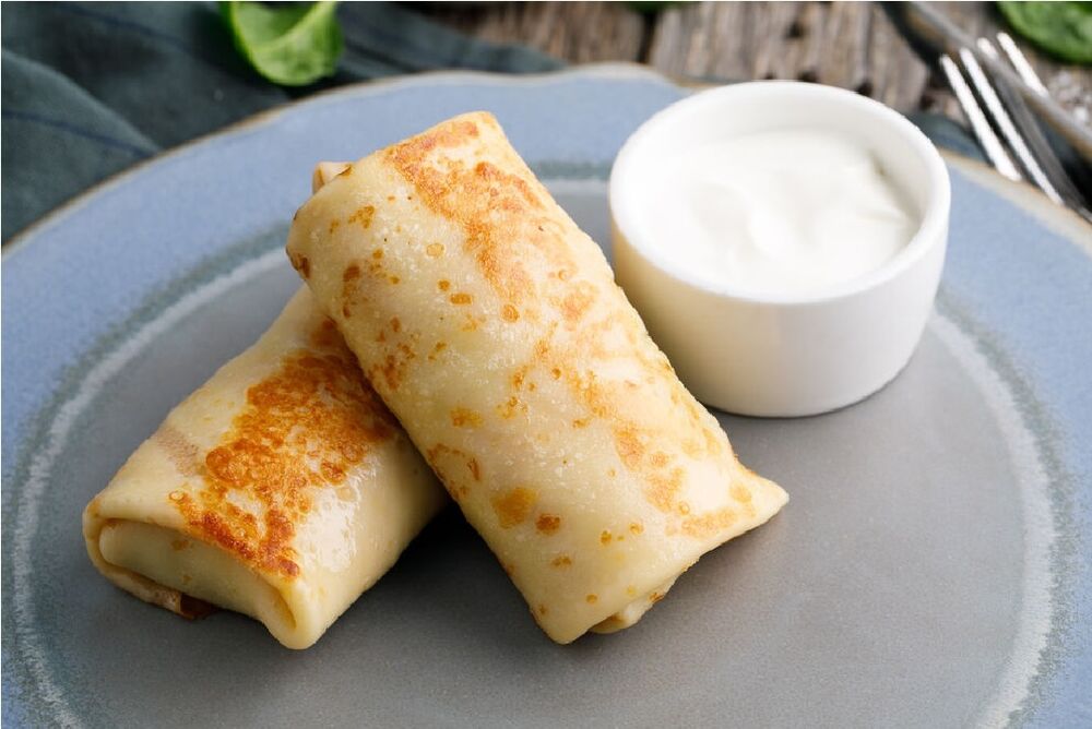 Блины фаршированные мясом и яйцом