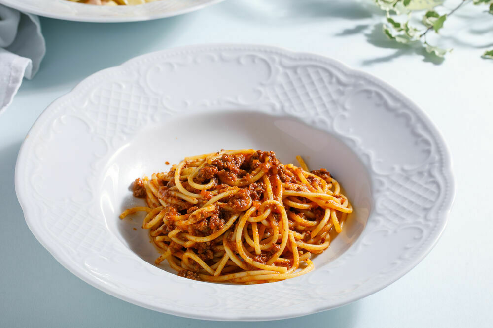 Pasta Bolognese from farm beef