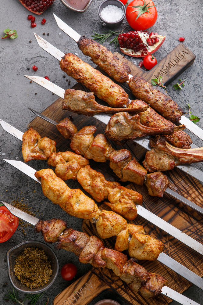 Shish-kebab of chicken leg quarter