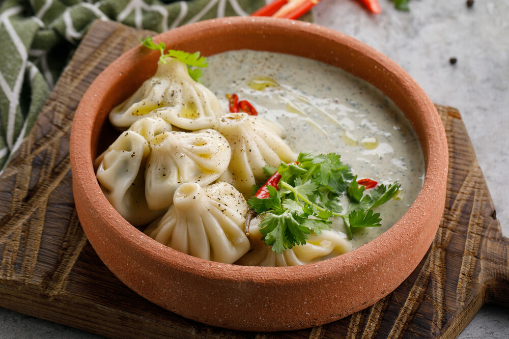 Мини-Хинкали в соусе гебжалия