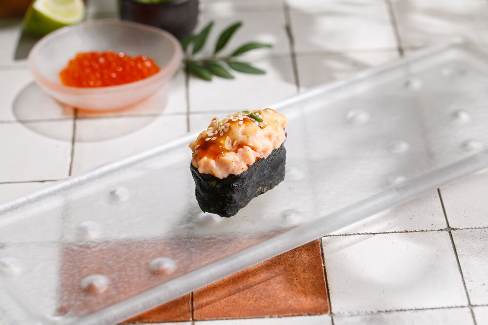 Baked sushi with crab