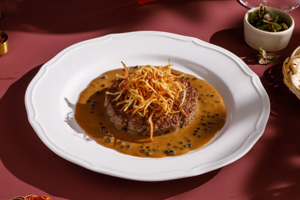 Steak with baked potatoes