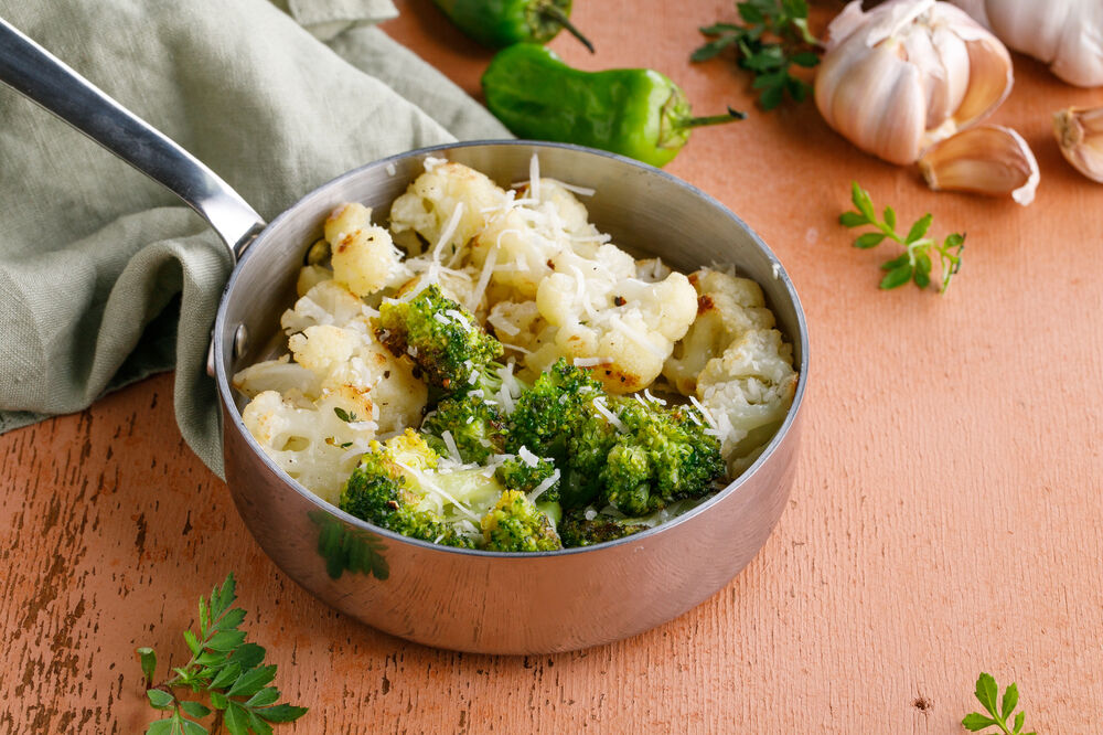 Broccoli and cauliflower with Parmesan
