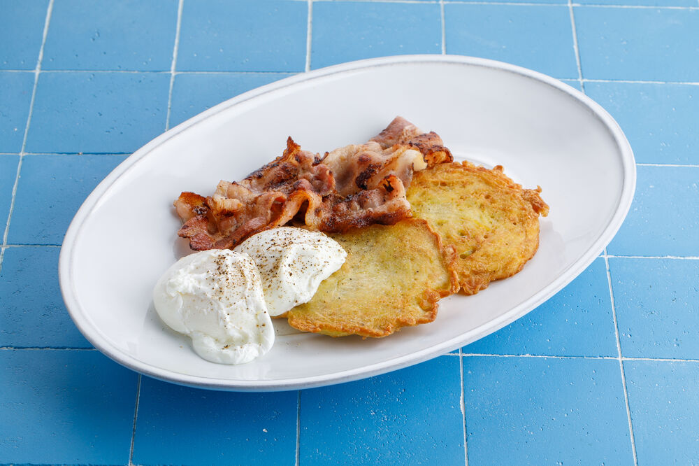 Potato pancakes with bacon