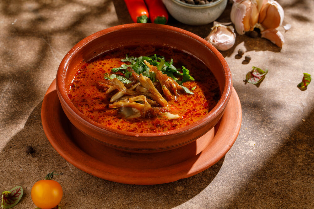 Постный харчо с вешенками 