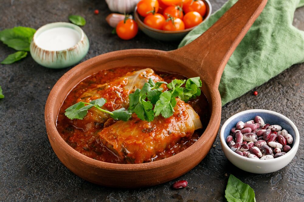 Голубцы с фасолью и овощами