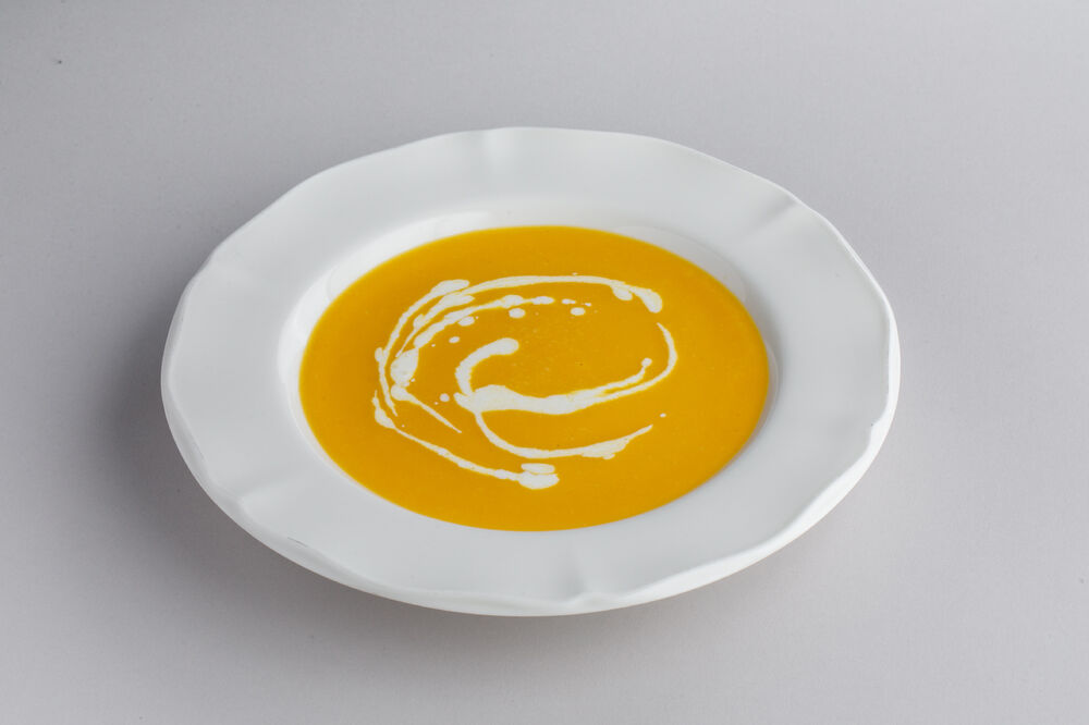 Pumpkin cream soup with coconut milk