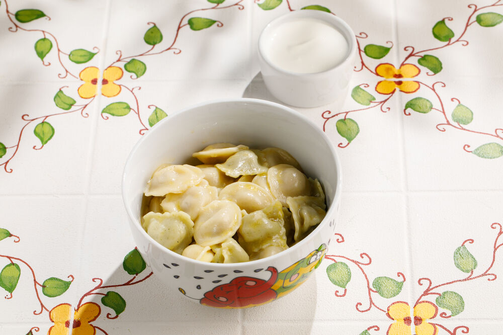 Детские цветные равиоли с курицей