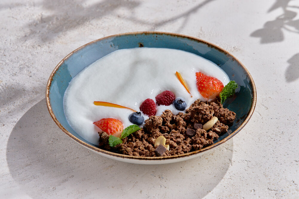  Muesli with homemade yogurt and wild berries