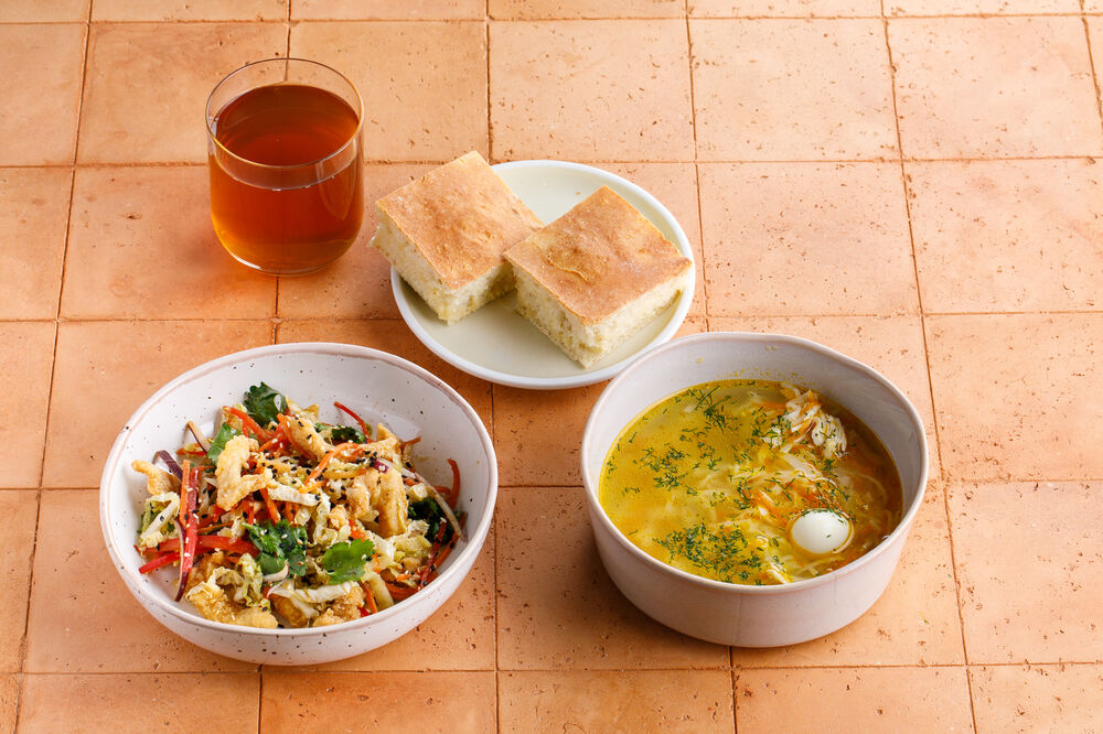 Chicken Soup + Asian Salad