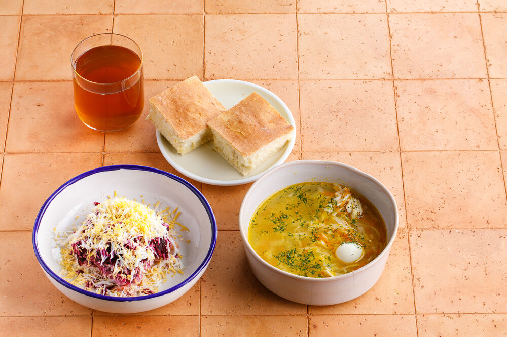 Chicken soup + Herring under a fur coat