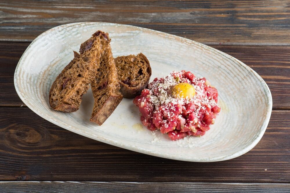  Beef tartare with parmesan and toast