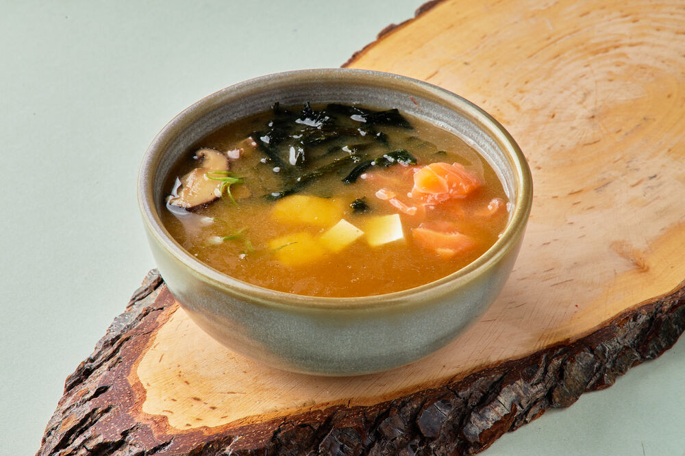 Miso soup with salmon