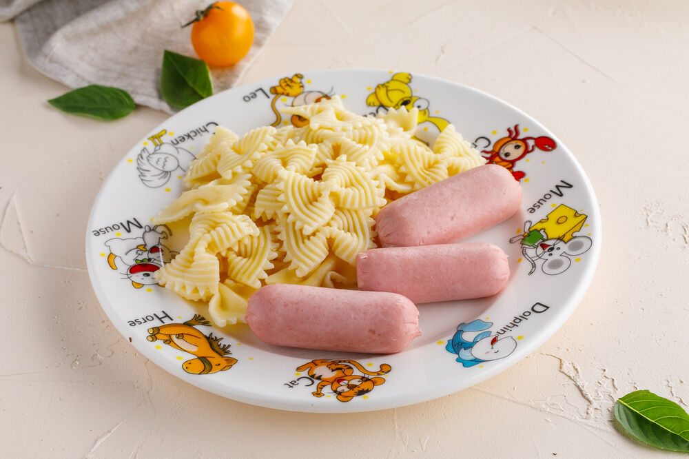 Chicken sausages with a side dish of your choice for kids