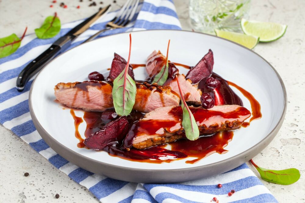 Duck Breast with cherry and beetroot
