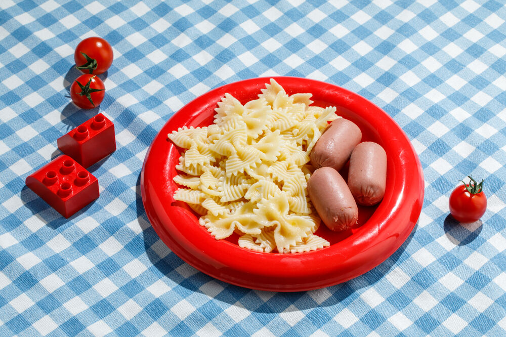 Сосиски куриные с гарниром на выбор