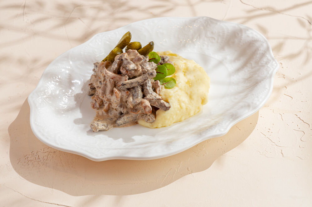 Beef Stroganoff with chanterelles