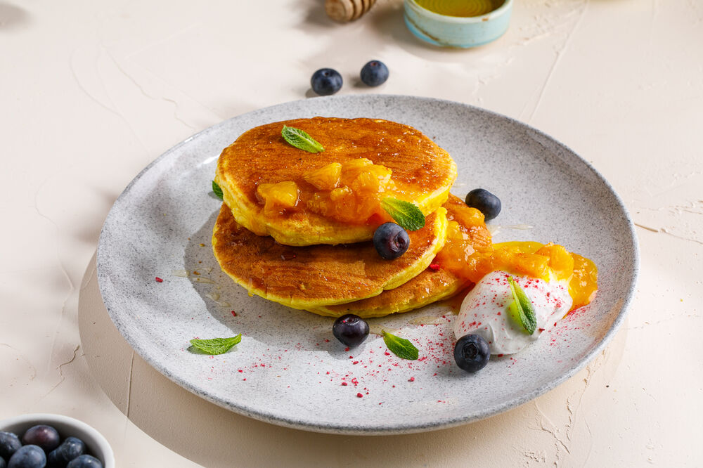 Pancakes with orange marmalade