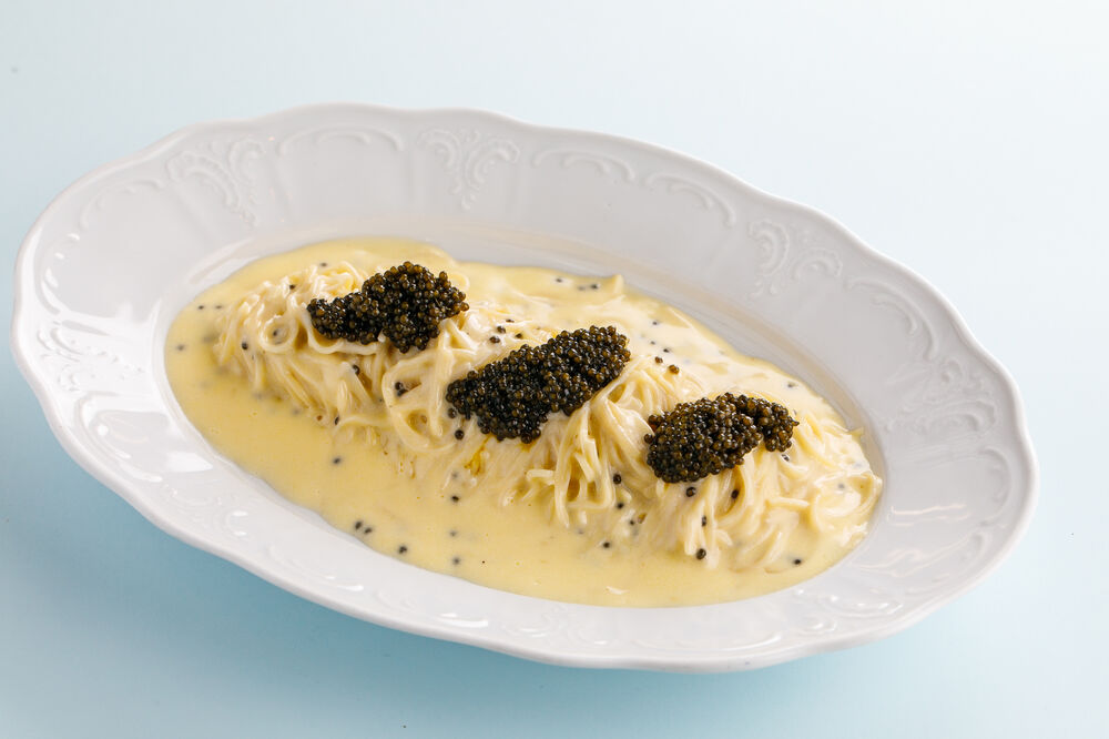 Tagliolini with black caviar