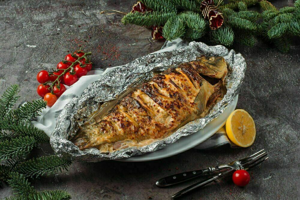 Trout baked in foil